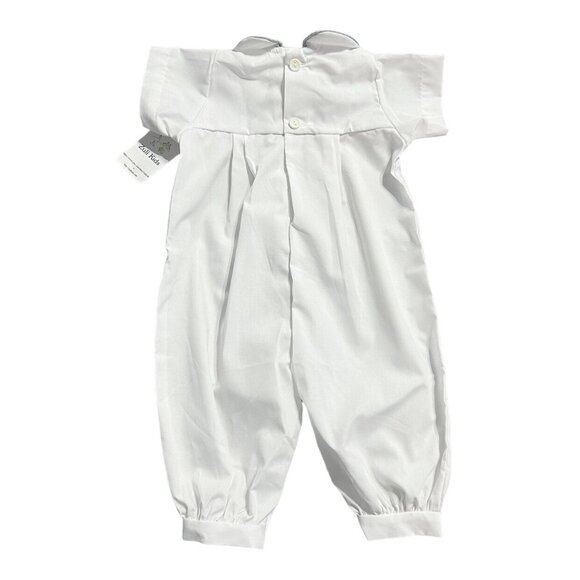 NEW Zuli Kids NEWBORN NB White Embroidered Cross Long Bubble Romper - Picture 5 of 5